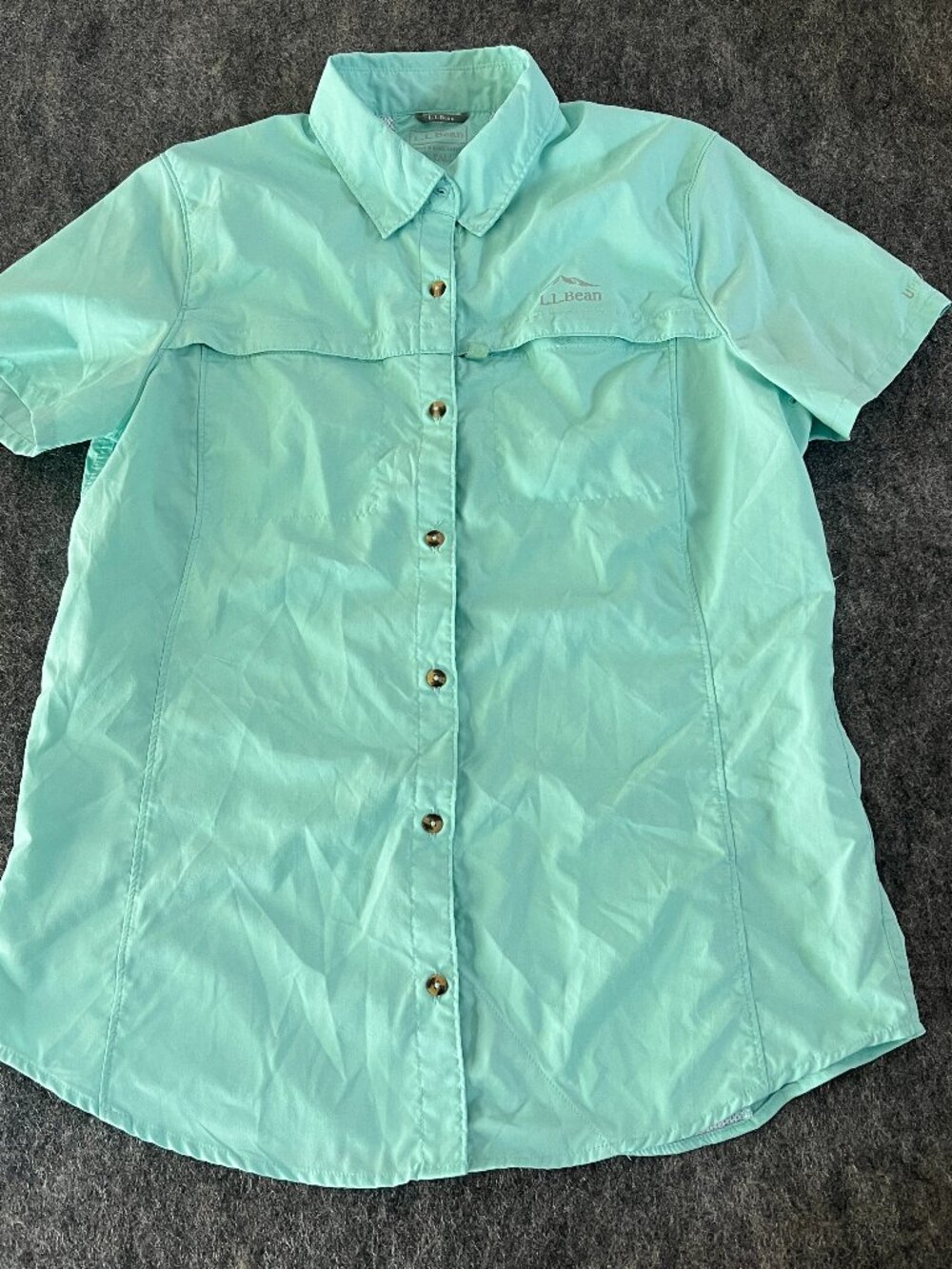LL Bean‎ Fishing Shirt Men's Sunsmart UPF M Tall Short Sleeve Vented Nylon